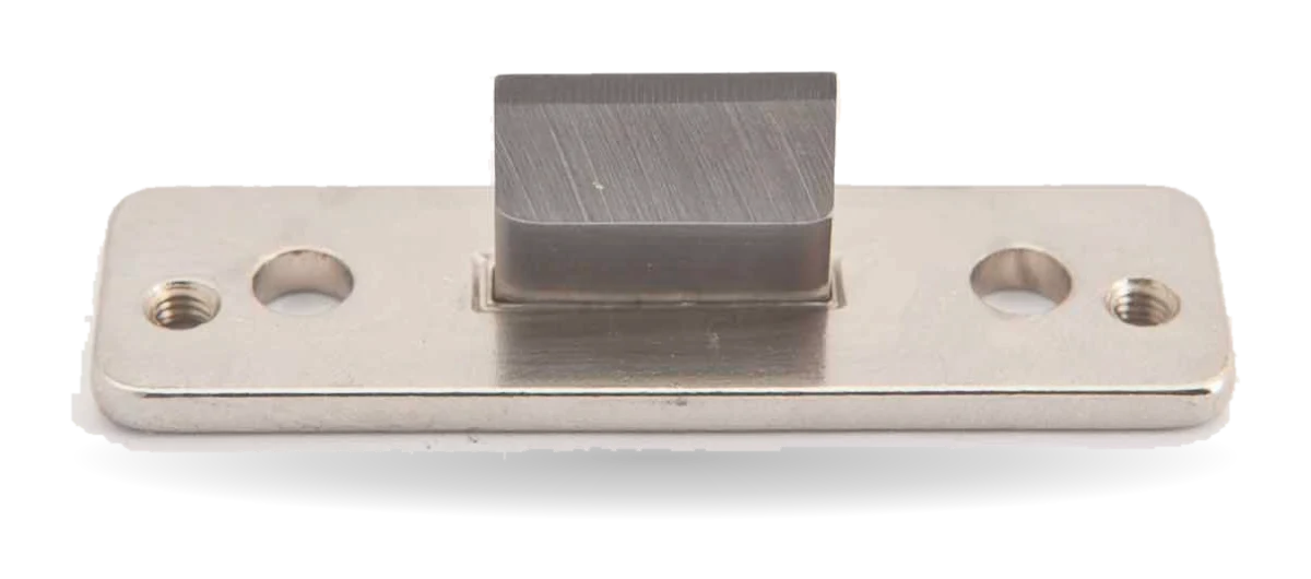 Straight Blade Die 15 mm on its two-screw mounting plate