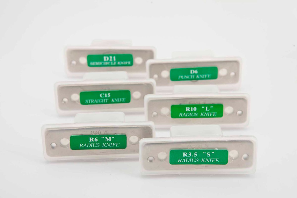 Boxed dies, labelled